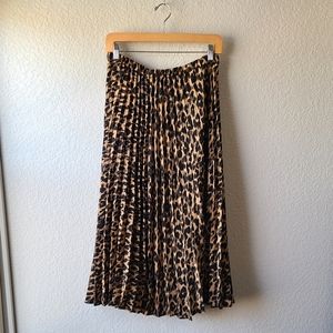 Halogen Leopard Print Pleated Maxi Skirt
